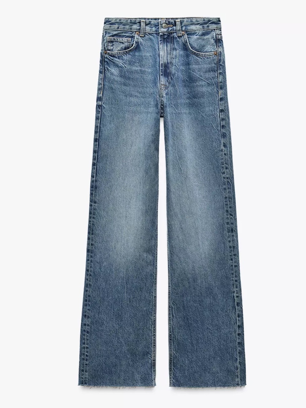 Zara TRF High Rise Wide Leg Ocean Blue (Size 14) 32